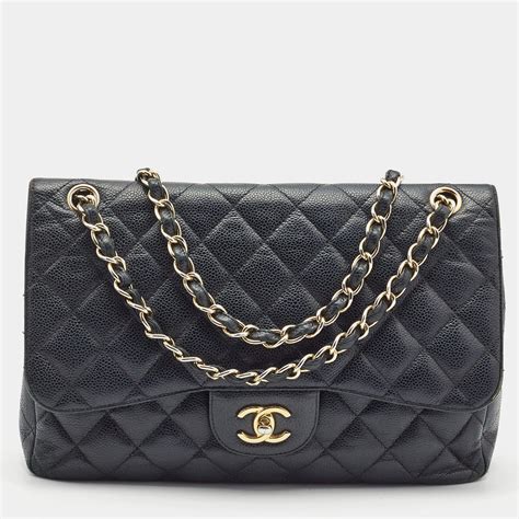 chanel black caviar leather quilted maxi classic flap bag|CHANEL Caviar Quilted Maxi Double Flap Black .